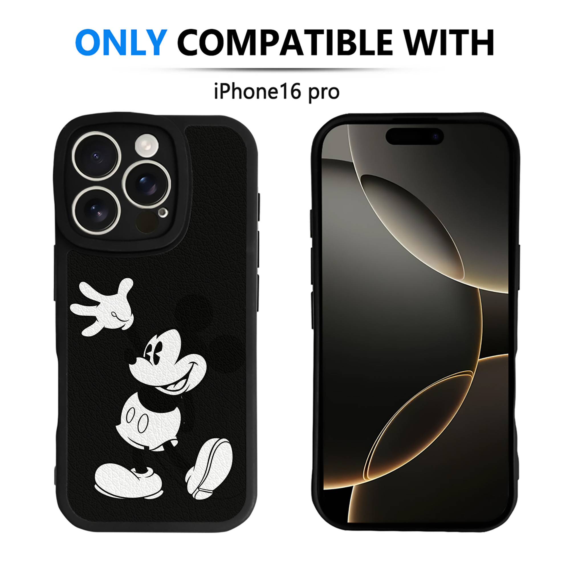 （画像用） ミッキーマウス Mickey Mouse 【iPhone 16シリーズ対応】シリコンスマホケース（レザー調） 材質：シリコン